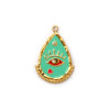 Pendentif Goutte Œil de Protection en Résine Émaillée 27 mm – Laiton Doré à l'Or Fin 18K – Placage IONIQUE (IP)