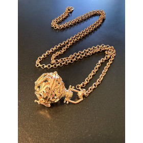 Sautoir Pendentif Cage Bola de Grossesse pour Bola 16 ou 18 mm – Laiton Finition Or Rose Pâle