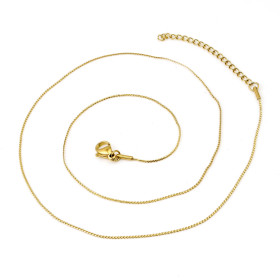 Collier 52 cm – Maille Grain de Riz Fine 0,8 mm – Acier Inox 304 Doré – Placage IONIQUE (IP)