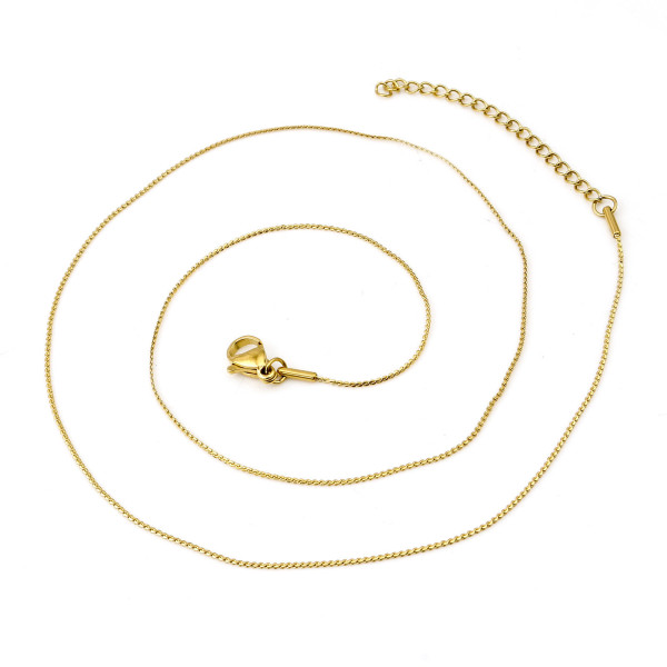 Collier 52 cm – Maille Grain de Riz Fine 0,8 mm – Acier Inox 304 Doré – Placage IONIQUE (IP)