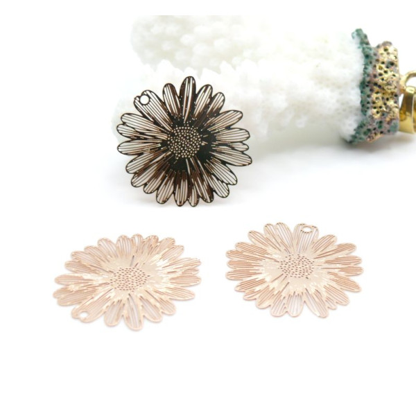 Estampes Filigrane Fleur 21mm – Cuivre Doré