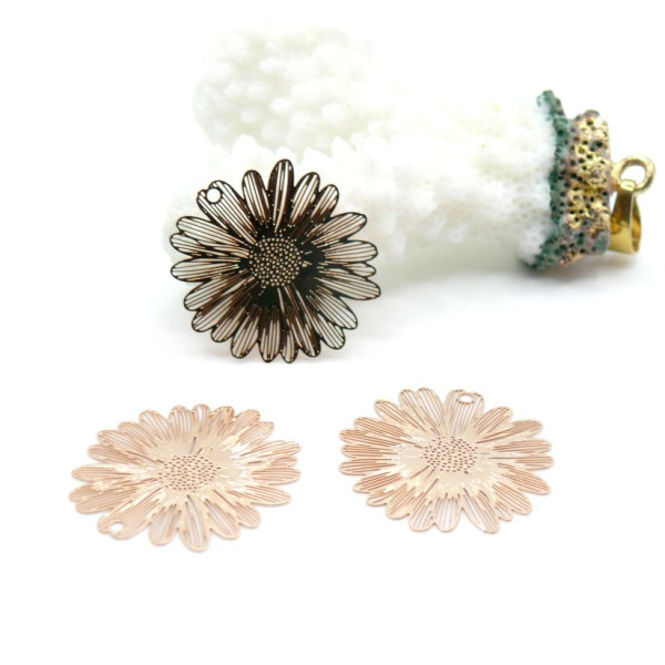 Estampes Filigrane Fleur 21mm – Cuivre Doré