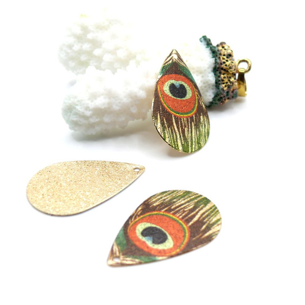 Pendentifs Stardust Goutte Le Paon 27mm Doré