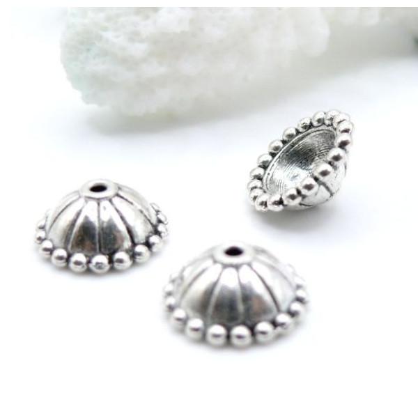 Coupelles Calottes Dôme Picot 10mm – Métal Argent Antique