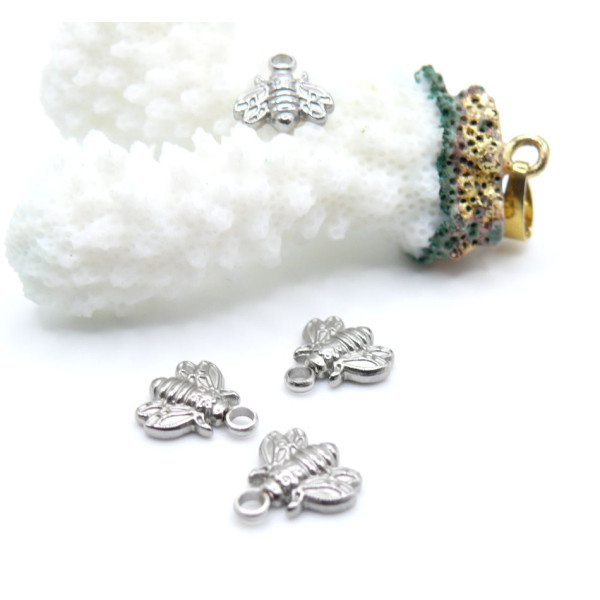 Pendentifs Charms Abeille 10 mm – Acier Inox 304 Finition Platine