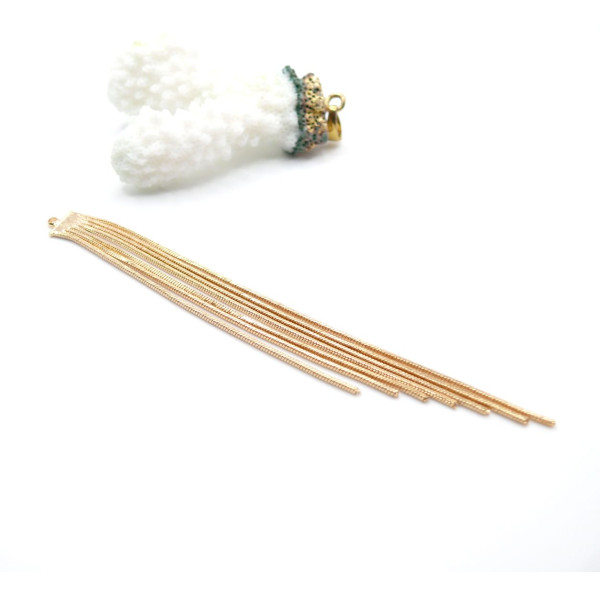 Pendentif Charm Chaîne Style Passementerie 10 cm – Laiton Doré à l'Or Fin 18K