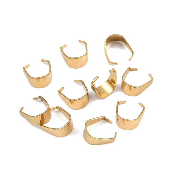 Bélières Attache Pendentif sans Anneau 9,5 × 5 mm – Acier Inox 304 Doré à l'Or Fin 18K – PVD IONIQUE (IP)