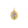 Pendentif Charm Médaillon Ovale Fleur de Naissance FEVRIER 14 mm – Acier Inox 304 Doré à l'Or Fin 18K – Placage PVD IONIQUE (IP)
