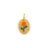 Pendentif Charm Médaillon Ovale Fleur de Naissance OCTOBRE 14 mm – Acier Inox 304 Doré à l'Or Fin 18K – Placage PVD IONIQUE (IP)