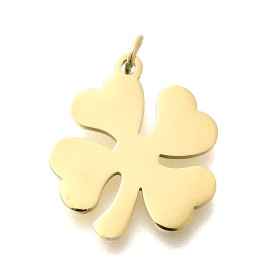 Pendentif Charm avec Anneau Trèfle 13,5 mm – Acier Inox 304 Doré à l'Or Fin 14K – Placage PVD IONIQUE (IP)