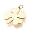 Pendentif Charm avec Anneau Trèfle 13,5 mm – Acier Inox 304 Doré à l'Or Fin 14K – Placage PVD IONIQUE (IP)