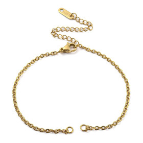 Bracelet Intercalaire Maille Classique avec Chaîne d'Extension – Acier Inox 304 Doré