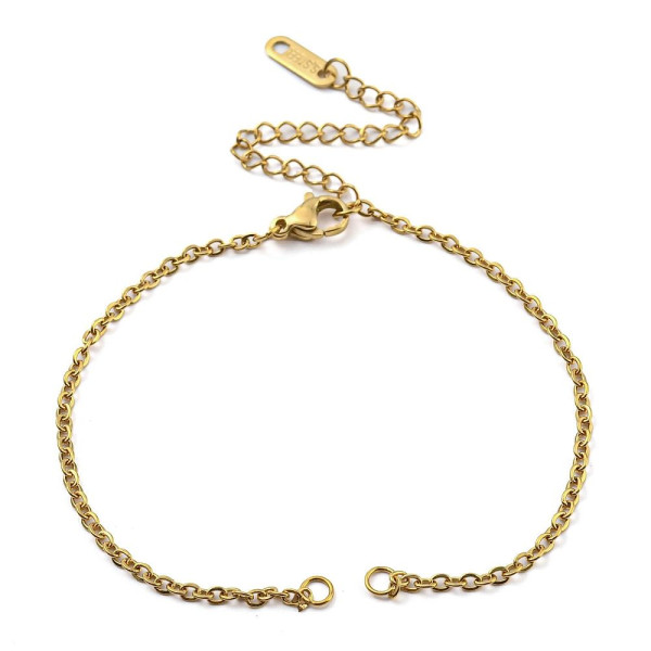 Bracelet Intercalaire Maille Classique avec Chaîne d'Extension – Acier Inox 304 Doré