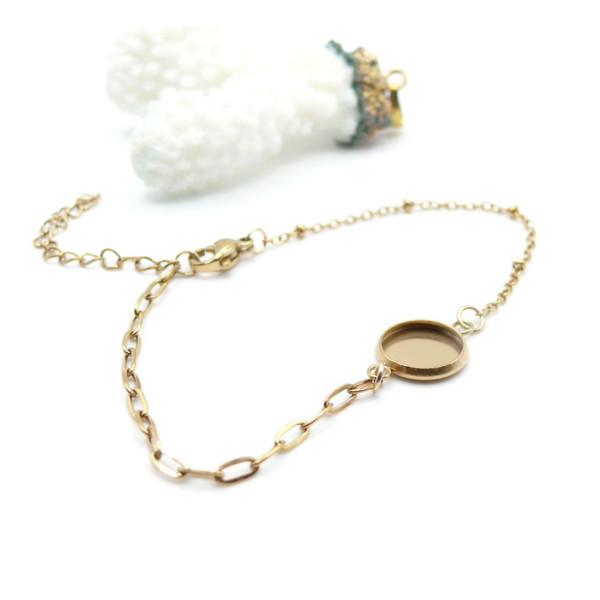 Support de Bracelet Maille Satellite pour Cabochon 10 mm – Acier Inoxydable 304 Doré