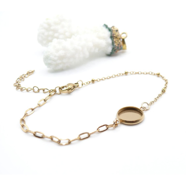Support de Bracelet Maille Satellite pour Cabochon 10 mm – Acier Inoxydable 304 Doré