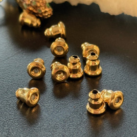 Embouts Poussoirs pour Boucles d'Oreilles – Fermoirs Puces – Acier Inox 304 Doré à l'Or Fin 18K
