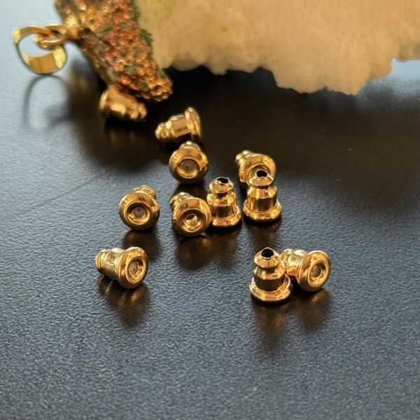 Embouts Poussoirs pour Boucles d'Oreilles – Fermoirs Puces – Acier Inox 304 Doré à l'Or Fin 18K