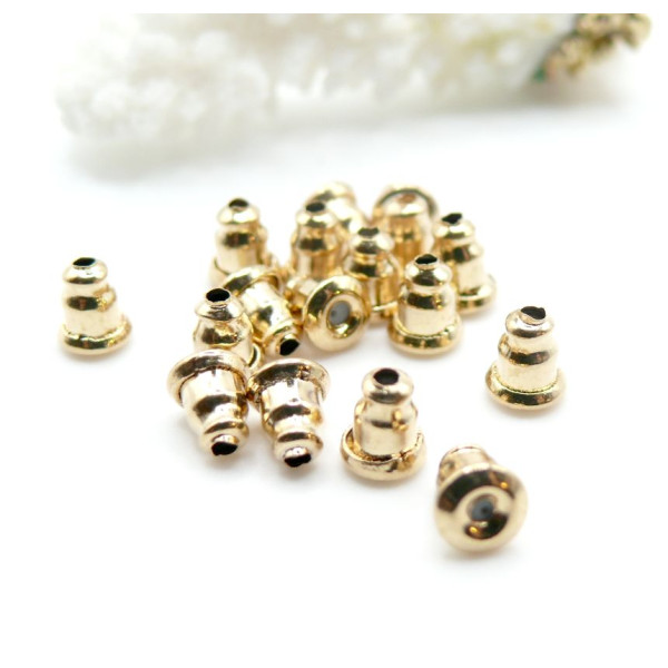 Embouts Poussoirs pour Boucles d'Oreilles – Fermoirs Puces – Acier Inox 304 Doré à l'Or Fin 18K