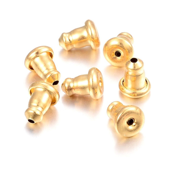 H11E14913G – Lot de 10 Embouts Poussoirs pour Boucles d'Oreilles – Fermoirs Puces – Acier Inox 304 Doré à l'Or Fin 18K