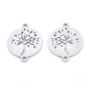 Pendentifs, Charms, Connecteur Médaillon Arbre 15 mm – Acier Inox Argenté