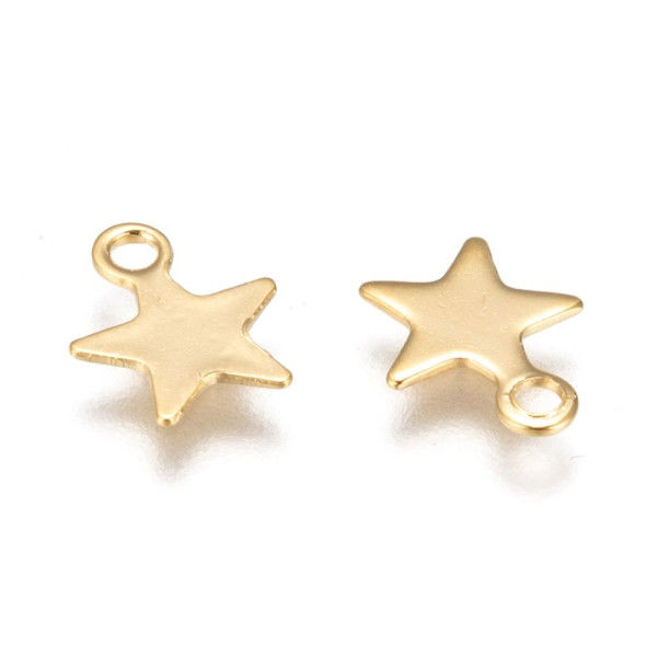 Pendentifs Charms Étoile 9 mm – Acier Inox 304 Doré à l'Or Fin 24K