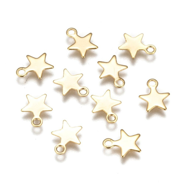 Pendentifs Charms Étoile 9 mm – Acier Inox 304 Doré à l'Or Fin 24K