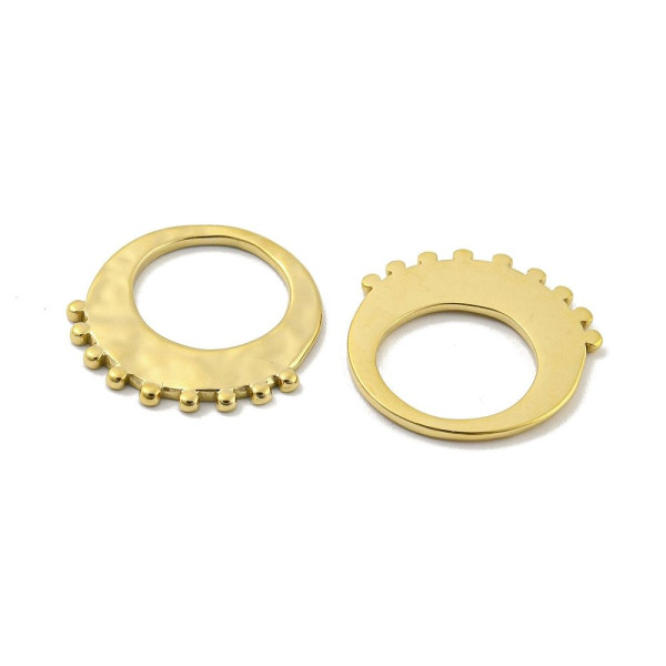 Pendentif Charm Médaillon Cercle Martelé Style Ethnique 22 mm – Acier Inox 304 Doré à l'Or Fin 14K