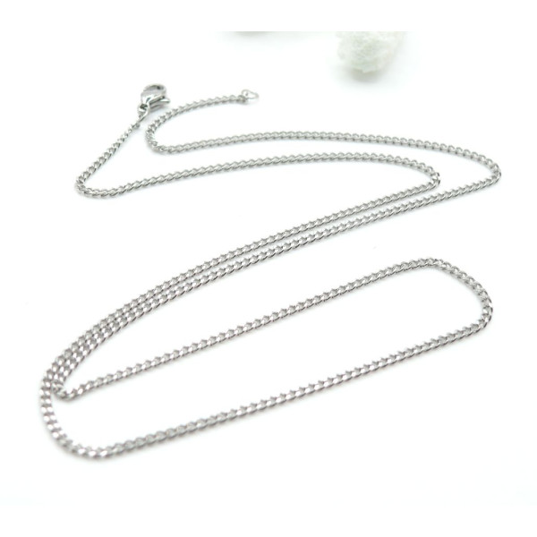 Collier 50 cm Maille Gourmette 2 mm – Acier Inox 304 Argenté