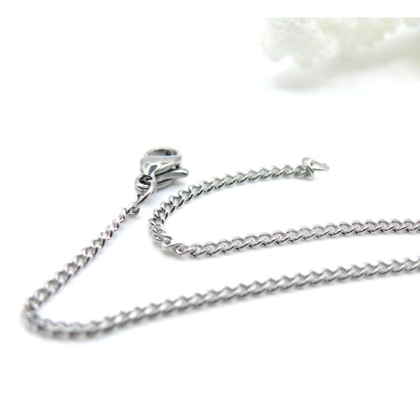 Collier 50 cm Maille Gourmette 2 mm – Acier Inox 304 Argenté