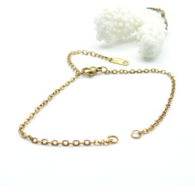 Bracelet Intercalaire Maille Classique avec Chaîne d'Extension – Acier Inox 304 Doré