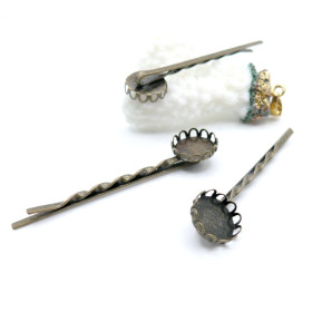Supports Barrette Bob Pin Pince a Cheveux 12mm Bronze Vague