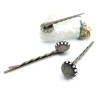 Supports Barrette Bob Pin Pince a Cheveux 12mm Bronze Vague