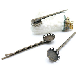 Supports Barrette Bob Pin Pince a Cheveux 12mm Bronze Vague