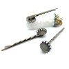 Supports Barrette Bob Pin Pince a Cheveux 12mm Bronze Vague