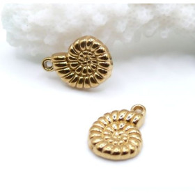 Pendentifs Charms Coquillage 13,5 mm – Acier Inox 304 Doré à l'Or Fin 18K – Placage PVD IONIQUE (IP)