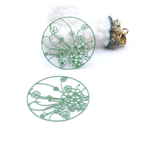 Estampes Pendentif Filigrane Champ de Fleurs 30mm – Cuivre VERT