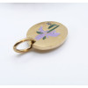 Pendentif Charm Médaillon Ovale Fleur de Naissance FEVRIER 14 mm – Acier Inox 304 Doré à l'Or Fin 18K – Placage PVD IONIQUE (IP)