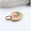 PS11958330 – Lot de 1 Pendentif Charm Médaillon Ovale Fleur de Naissance NOVEMBRE 14 mm – Acier Inox 304 Doré  18K –PVD IONIQUE