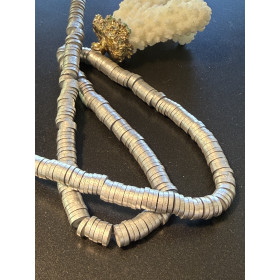 Perles rondelles Heishi 6mm Argenté – Pâte polymère