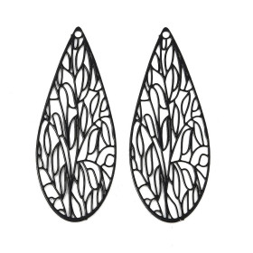 Estampes Goutte Travaillée 45x17.5mm – Laiton NOIR