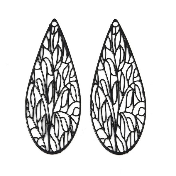 Estampes Goutte Travaillée 45x17.5mm – Laiton NOIR