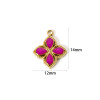 Connecteur Fleur en Résine Émaillée Verte 14 × 12 mm – Acier Inox 304 Doré à l'Or Fin 14K – Placage PVD