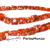 Perles Plates Carré Millefiori 12mm Orange Foncé