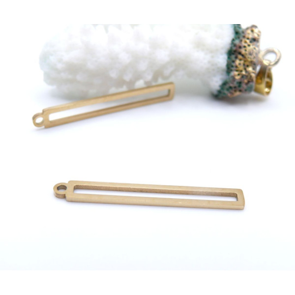 Pendentifs Rectangle 32 mm – Acier Inox 304 Doré à l'Or Fin 18K