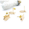 Boucles d’Oreilles Puces Forme Poisson 13.5 mm  avec trou d'attache– Acier Inox 304 – Doré à l’Or fin 24K