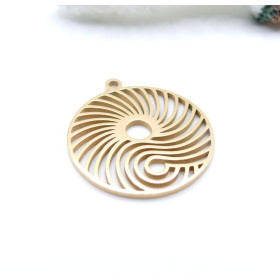 Pendentif Cercle Géométrique 22 mm – Acier Inox 304 Doré à l'Or Fin 18K