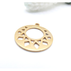 Pendentif Graphique dans cercle 20mm – Acier Inoxydable  Doré