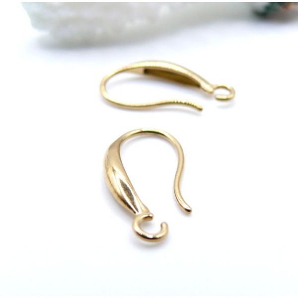 Boucles d'Oreilles Crochets 18 mm – Acier Inox 304 Doré à l'Or Fin 18K – Placage PVD IONIQUE (IP) – 1 Paire