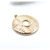 Pendentif Cercle Boho Texturé 16 mm – Acier Inox 304 Doré à l'Or Fin 14K – Placage IONIQUE (IP)