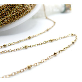 Chaîne avec Billes 2 mm – Acier Inox 304 Doré à l'Or Fin 18K – Placage IONIQUE (IP)